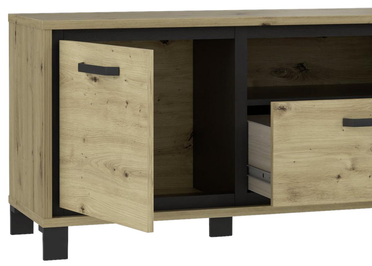 Unterschrank "Trondheim" , Schwarz, Eiche - Eichefarben/Schwarz, Basics, Holzwerkstoff/Kunststoff (158,4/58,9/41,5cm) - Livetastic