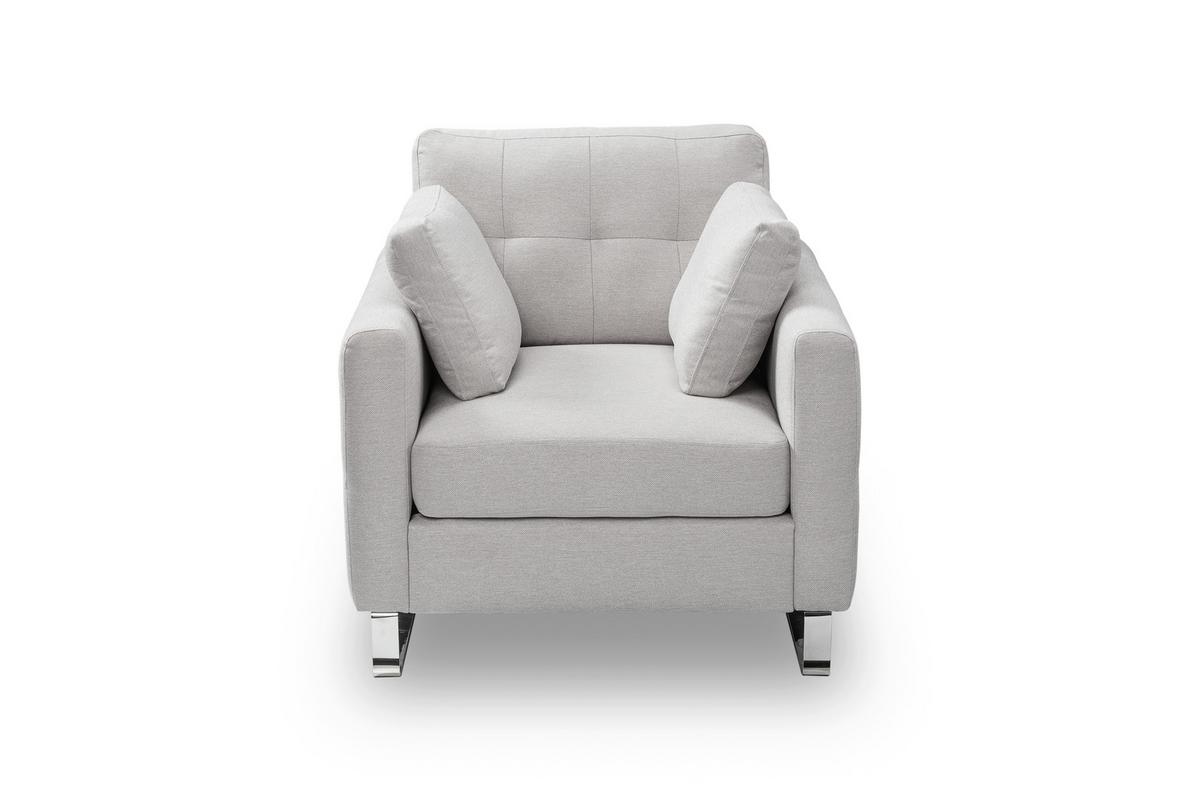 1,5-Sitzer-Sofa Hera Hellgrau - Chromfarben/Hellgrau, Basics, Holz/Textil (93/92cm) - MID.YOU