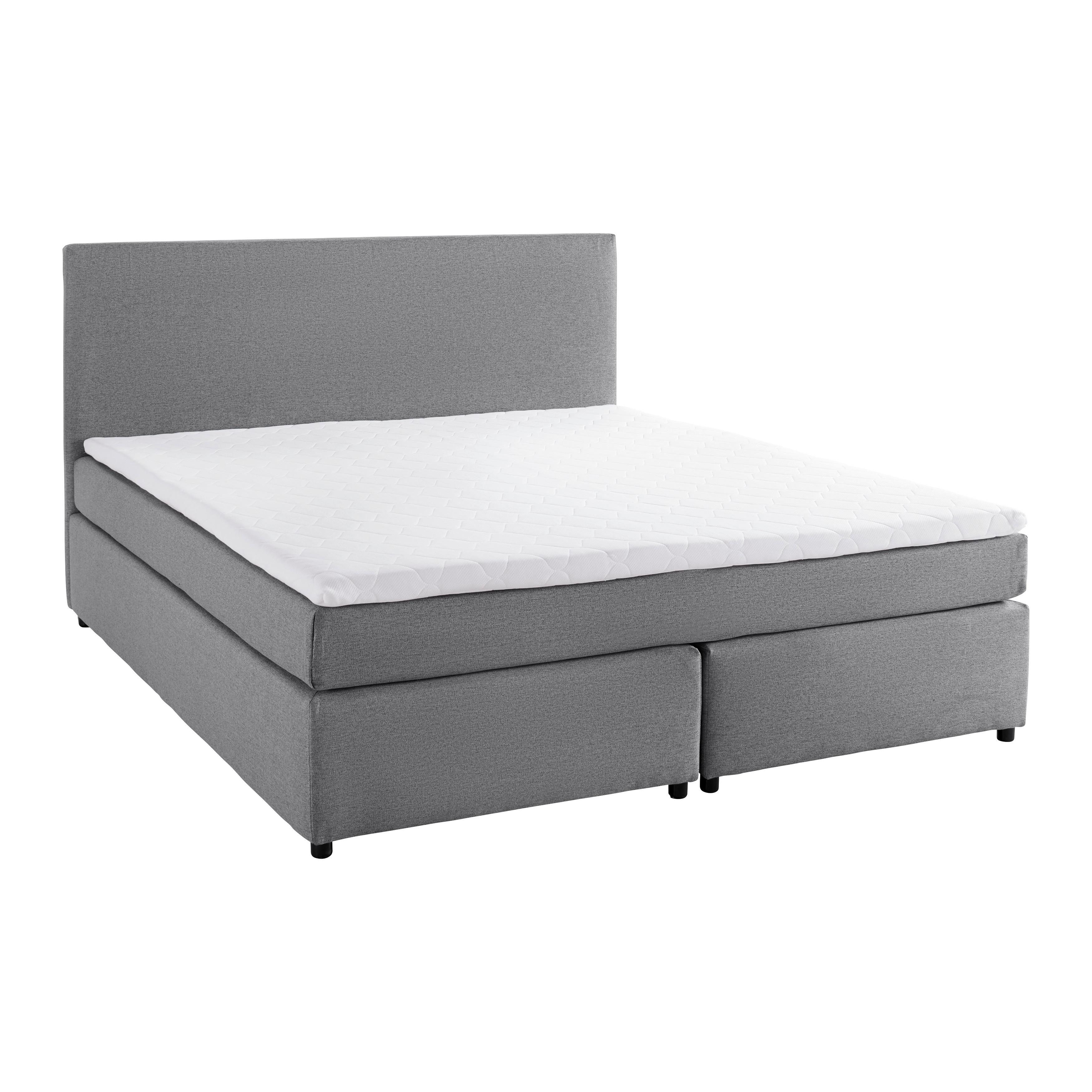 Postelja Boxspring Florinda, Siva, Z Nadvložkom, 180x200 - siva/črna, Moderno, umetna masa/tekstil (180/200cm) - Bessagi Home