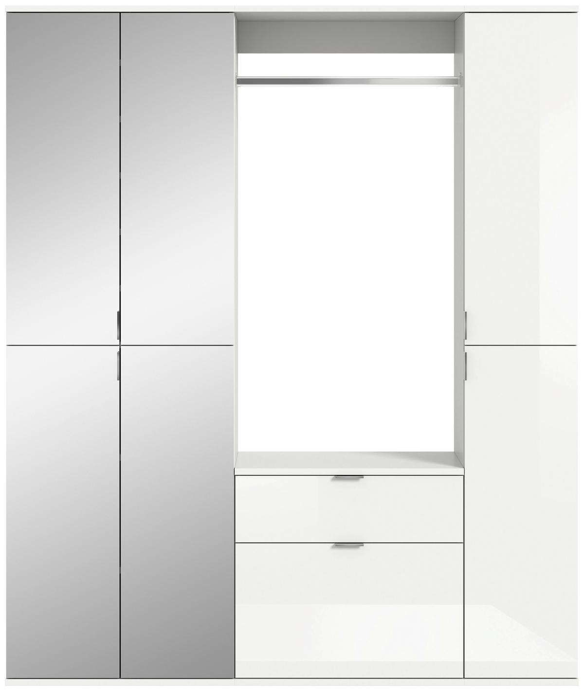 Predsoba Projekt X - bela/visoki sijaj, Moderno, steklo/leseni material (152/193/34cm) - MID.YOU