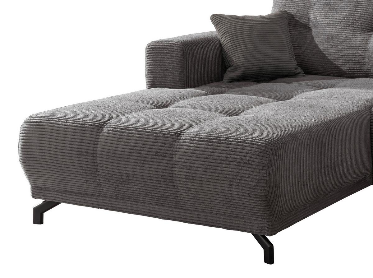 Wohnlandschaft Restato Grau Cord - Schwarz/Grau, MODERN, Holz/Textil (177/246cm) - MID.YOU