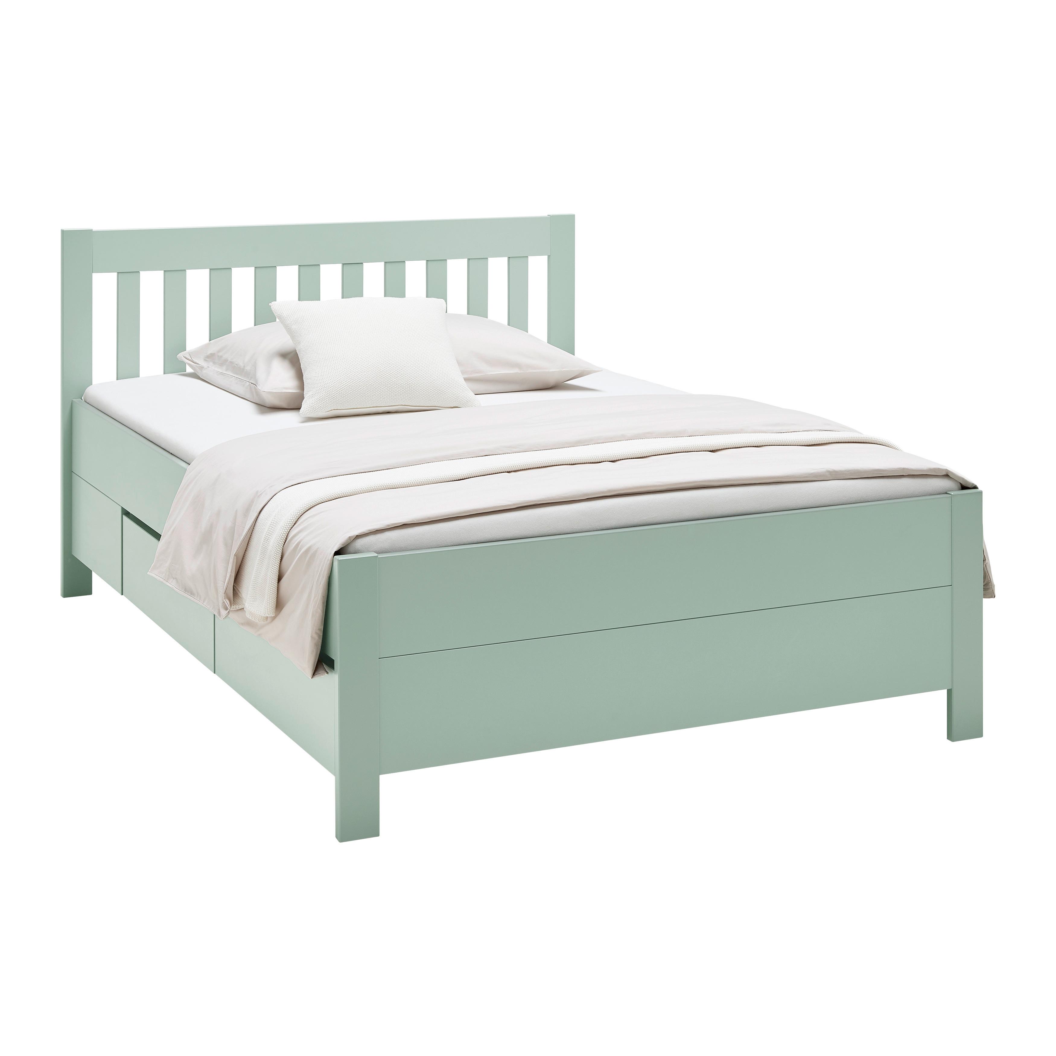 Stauraumbett Nizza Graugrün ca. 140x200cm - Graugrün, ROMANTIK / LANDHAUS, Holz (140/200cm) - Based