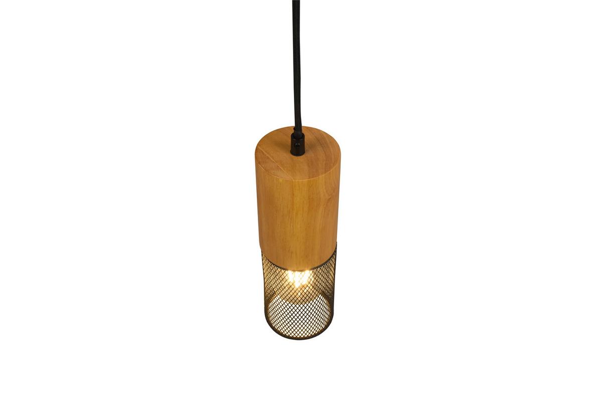 Schienensystem-Hängeleuchte Duoline-Tosh max. 25 Watt - Schwarz, Natur, Holz/Metall (8,0/180cm) - Trio Leuchten