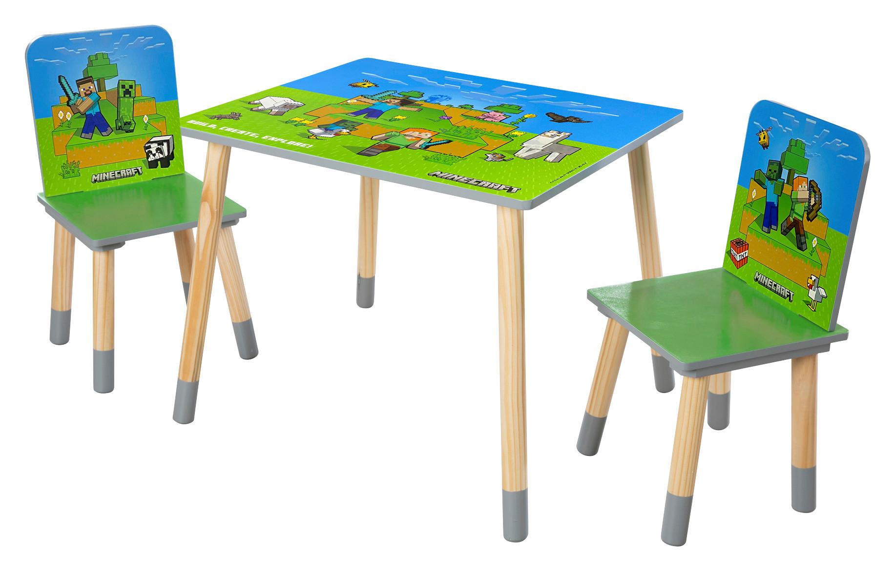Kindersitzgruppe Minecraft 3-tlg. Grün/Blau - Multicolor, MODERN, Holz/Holzwerkstoff (60kg) - Minecraft