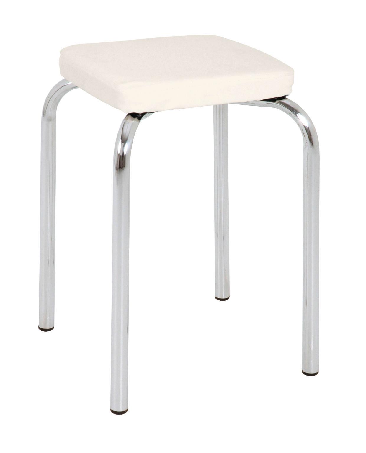 STOŁEK SZTAPLOWANY PIK - biały/kolor chromowy, Basics, tworzywo sztuczne/metal (36/49/36cm) - Carryhome