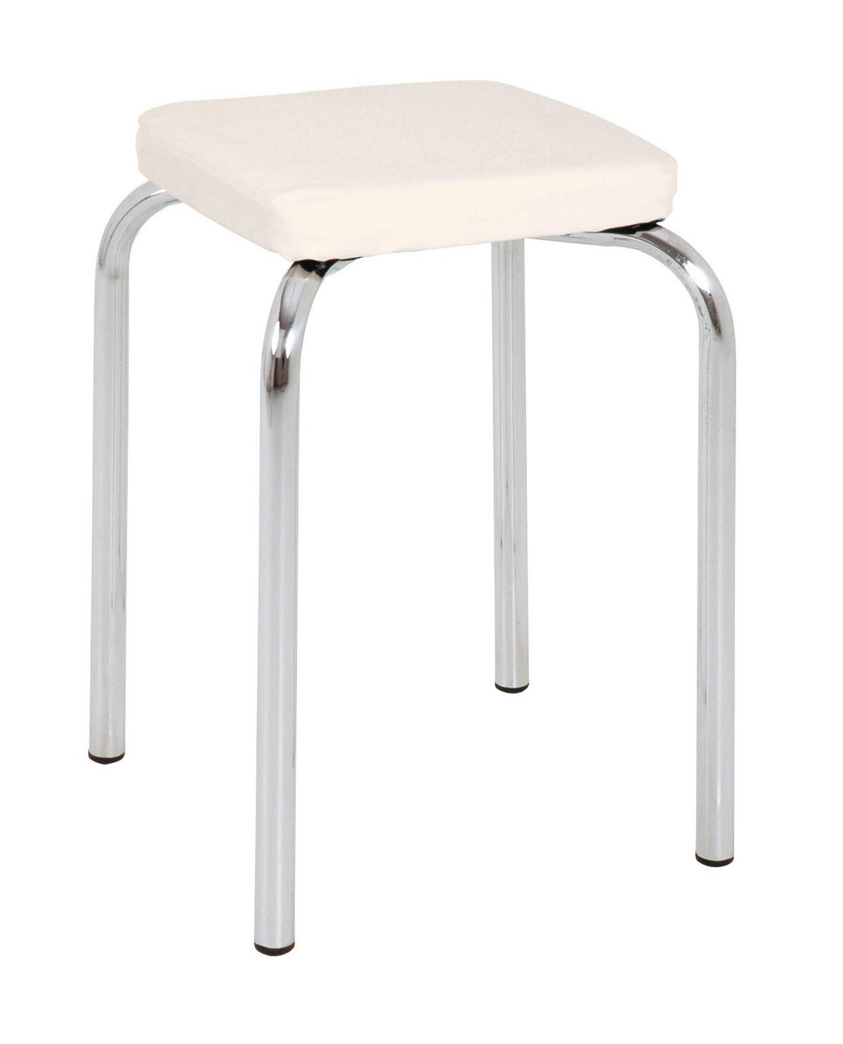 STOŁEK SZTAPLOWANY PIK - biały/kolor chromowy, Basics, tworzywo sztuczne/metal (36/49/36cm) - Carryhome