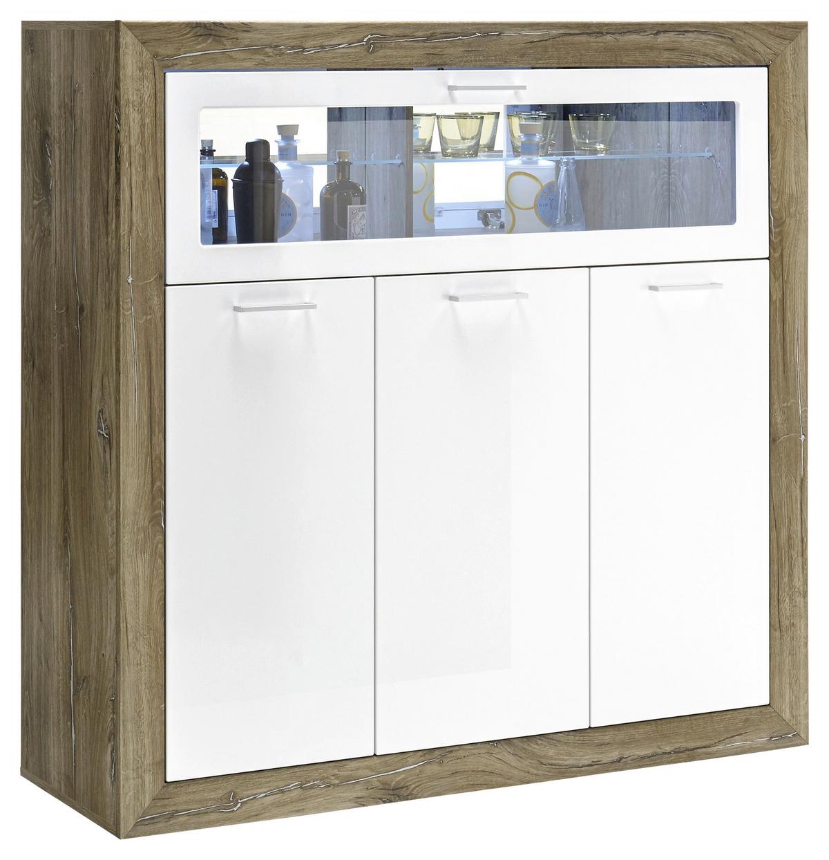 Barski Element Neapel - tamno smeđa/srebrne boje, Konvencionalno, staklo/drvni materijal (134/134/46cm) - Mömax