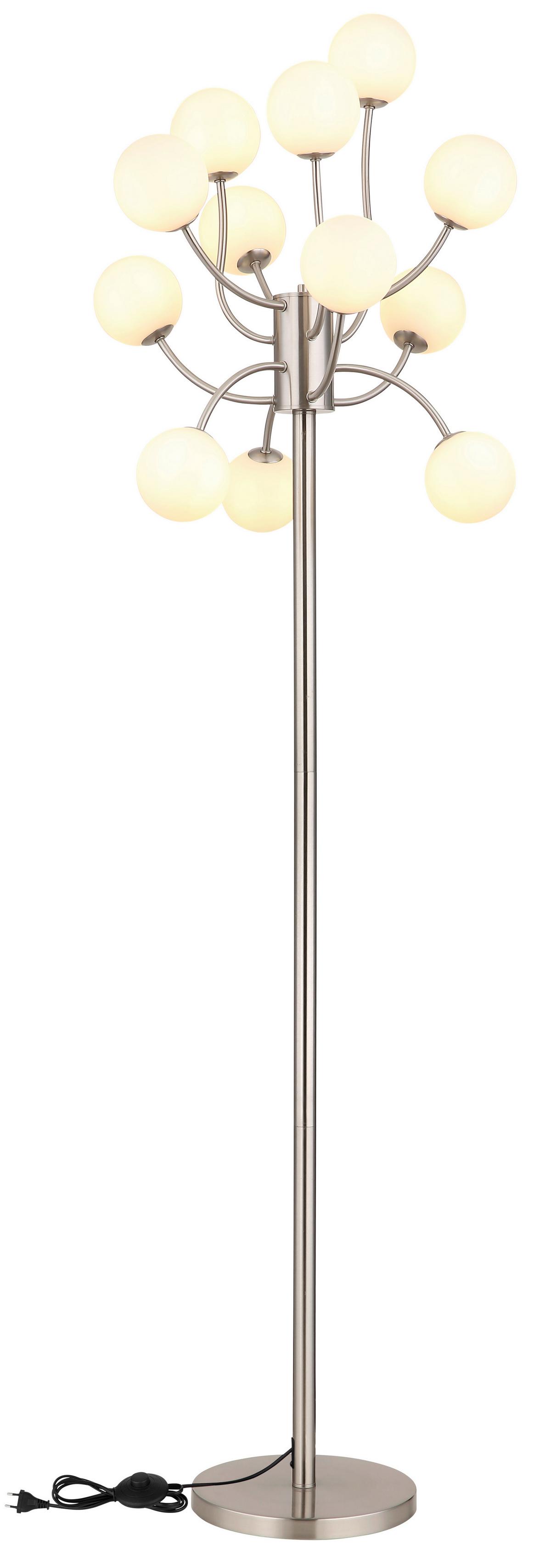 LED-STEHLEUCHTE 56140-12S - Weiss/Schwarz, Konventionell, Glas/Kunststoff (62/200cm) - Globo