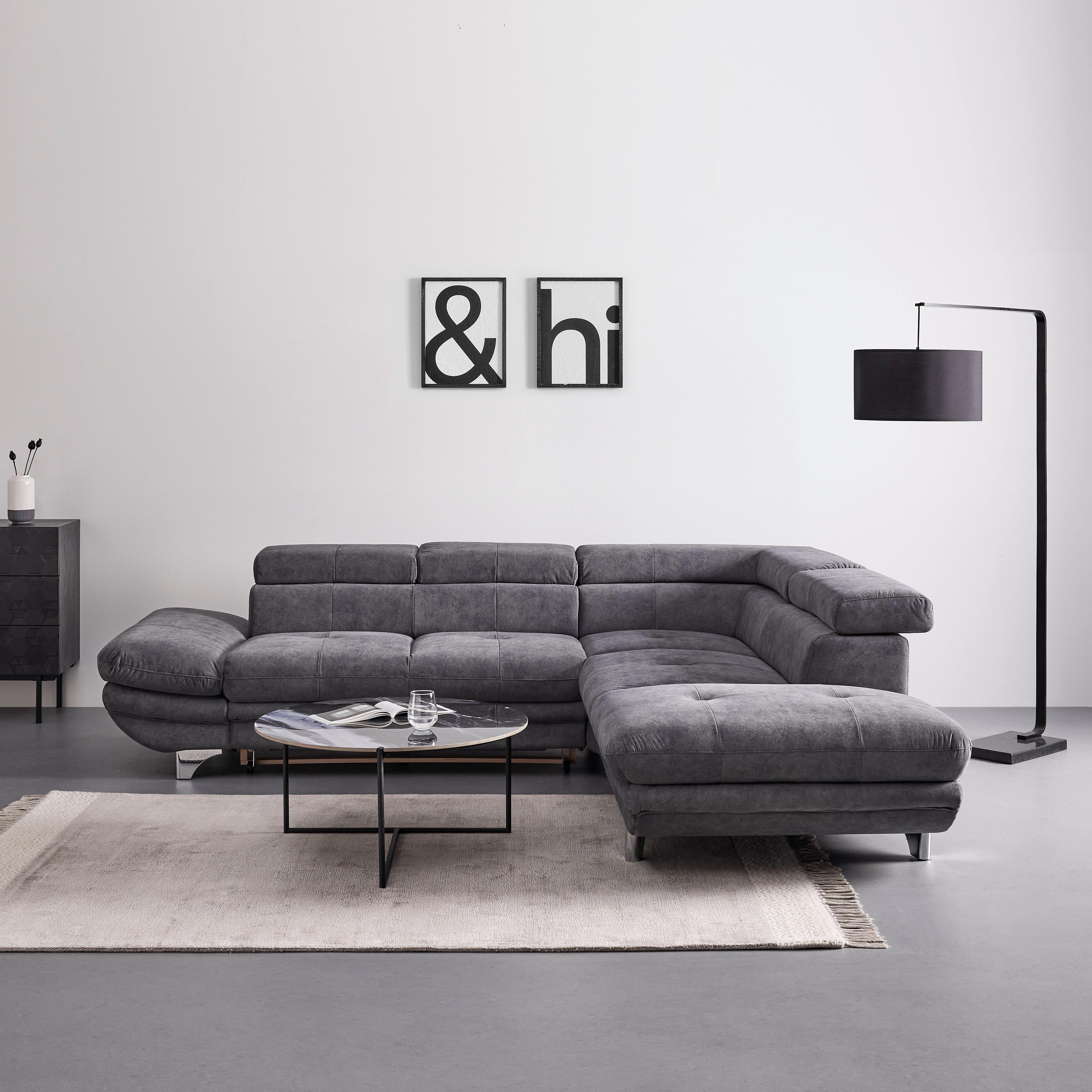 Sjedeća Garnitura Enterprise - siva, Modern, tekstil/metal (277/75/104-238cm) - Bessagi Home