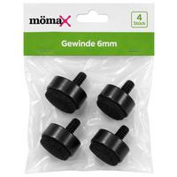 Filzgleiter Gert Schwarz 6mm Gewinde, 4er Set - Schwarz, Basics, Kunststoff (1.9/2.2/1.9cm) - Mömax