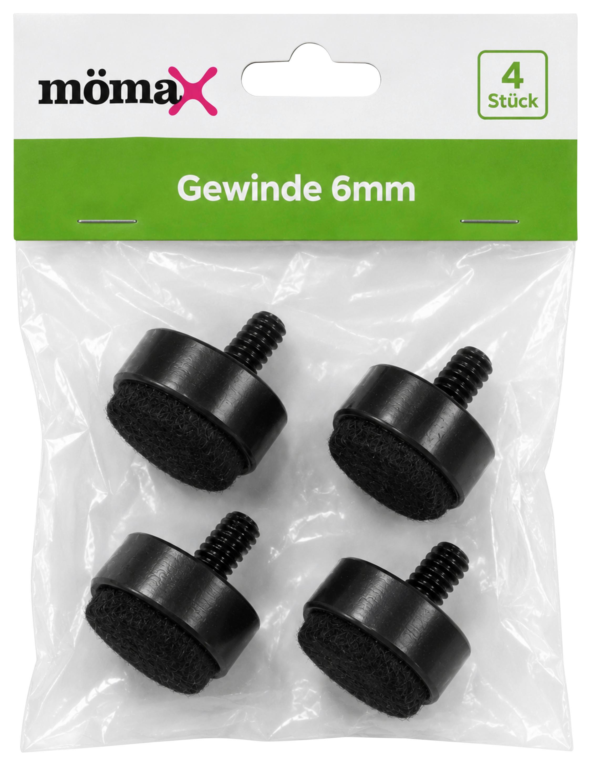 MÖBELTASSAR GERT - 4ER SET - svart, Basics, plast (1.9/2.2/1.9cm) - Mömax