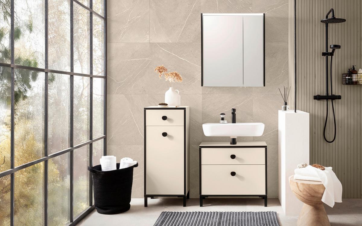 Midischrank Edda Creme/Beige - Beige/Creme, MODERN, Holzwerkstoff/Metall (40,3/96,4/33,0cm) - MID.YOU