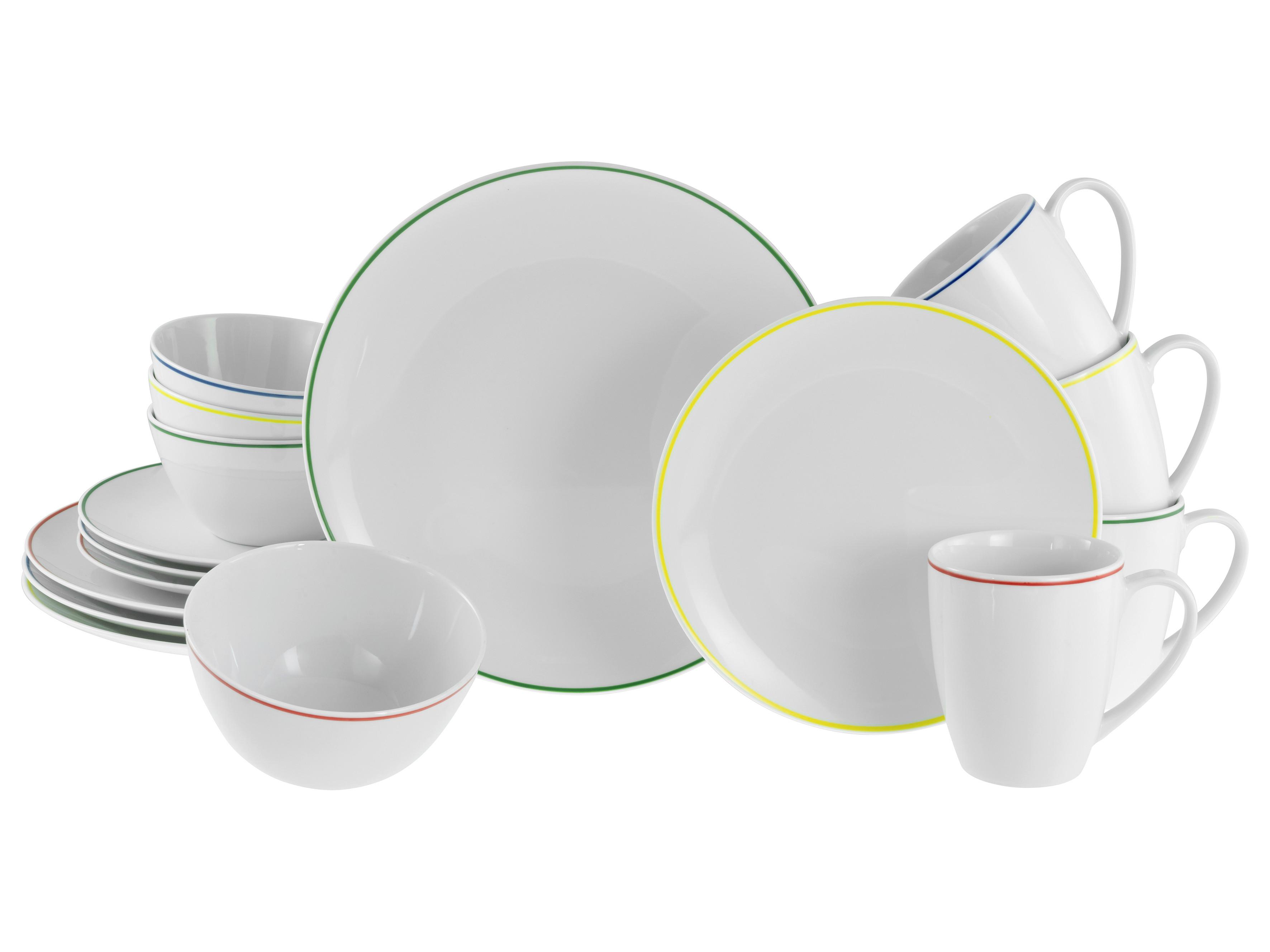 Kombinirani Servis Luna Color Line, 16-Delni - večbarvno, Basics, keramika - Creatable