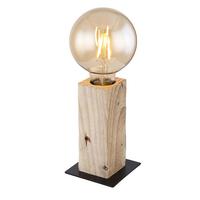 Tischleuchte 15455T max. 60 Watt - Schwarz/Braun, Natur, Holz/Metall (9/9/15cm) - Globo