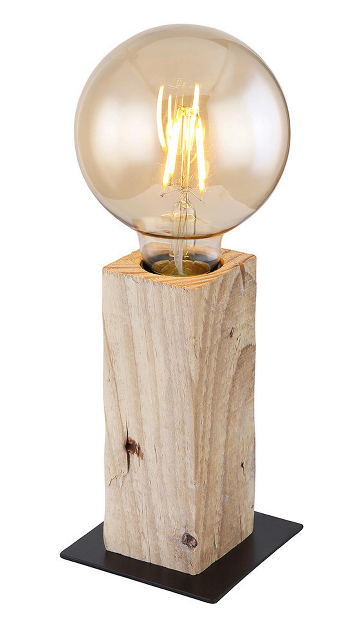 Tischleuchte 15455T max. 60 Watt - Schwarz/Braun, Natur, Holz/Metall (9/9/15cm) - Globo
