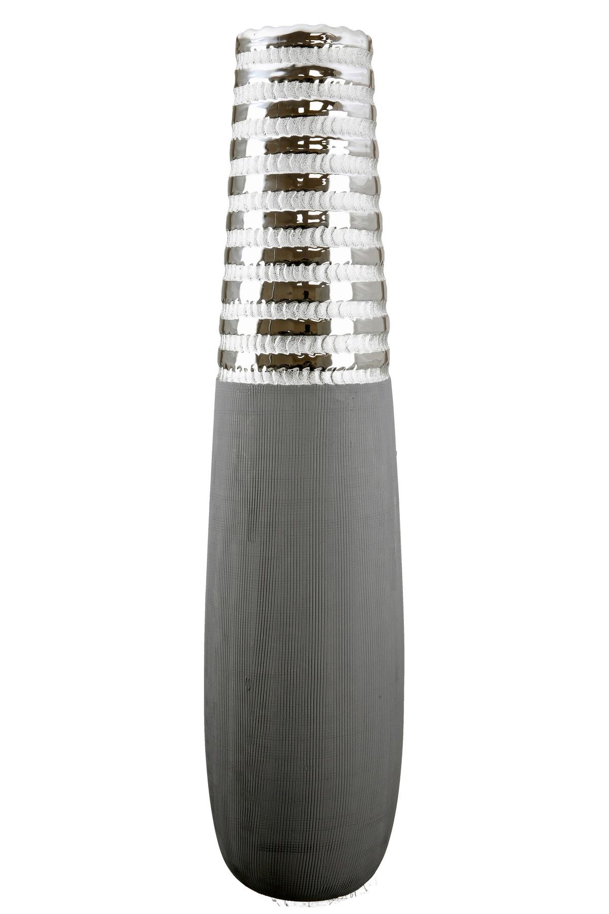 Bodenvase Grau/Silberfarben - Silberfarben/Grau, Basics, Keramik (15/50/15cm)