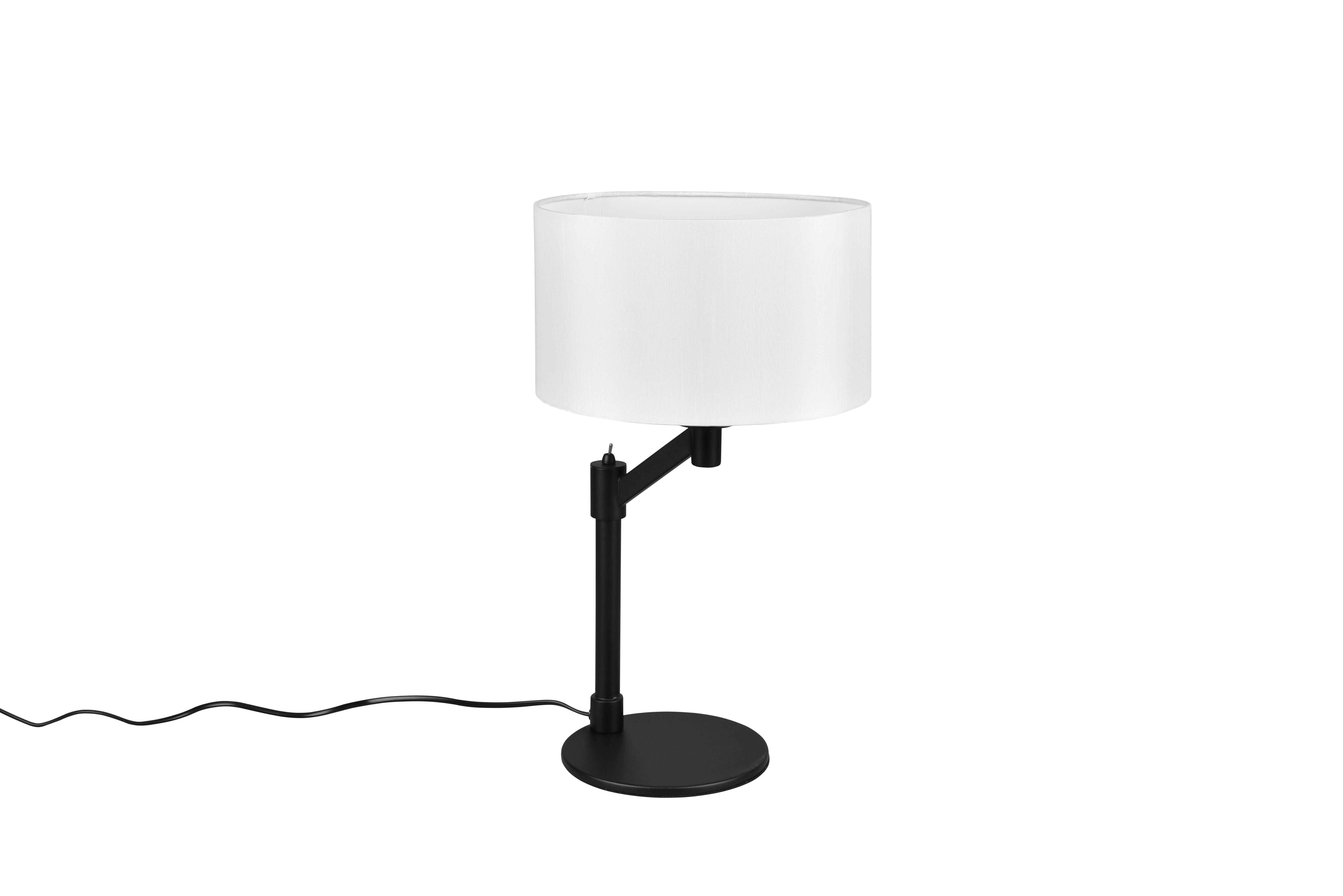 Tischleuchte Cassio Schwarz/Weiß max. 60 Watt - Schwarz/Weiß, Basics, Textil/Metall (28/48,3cm)