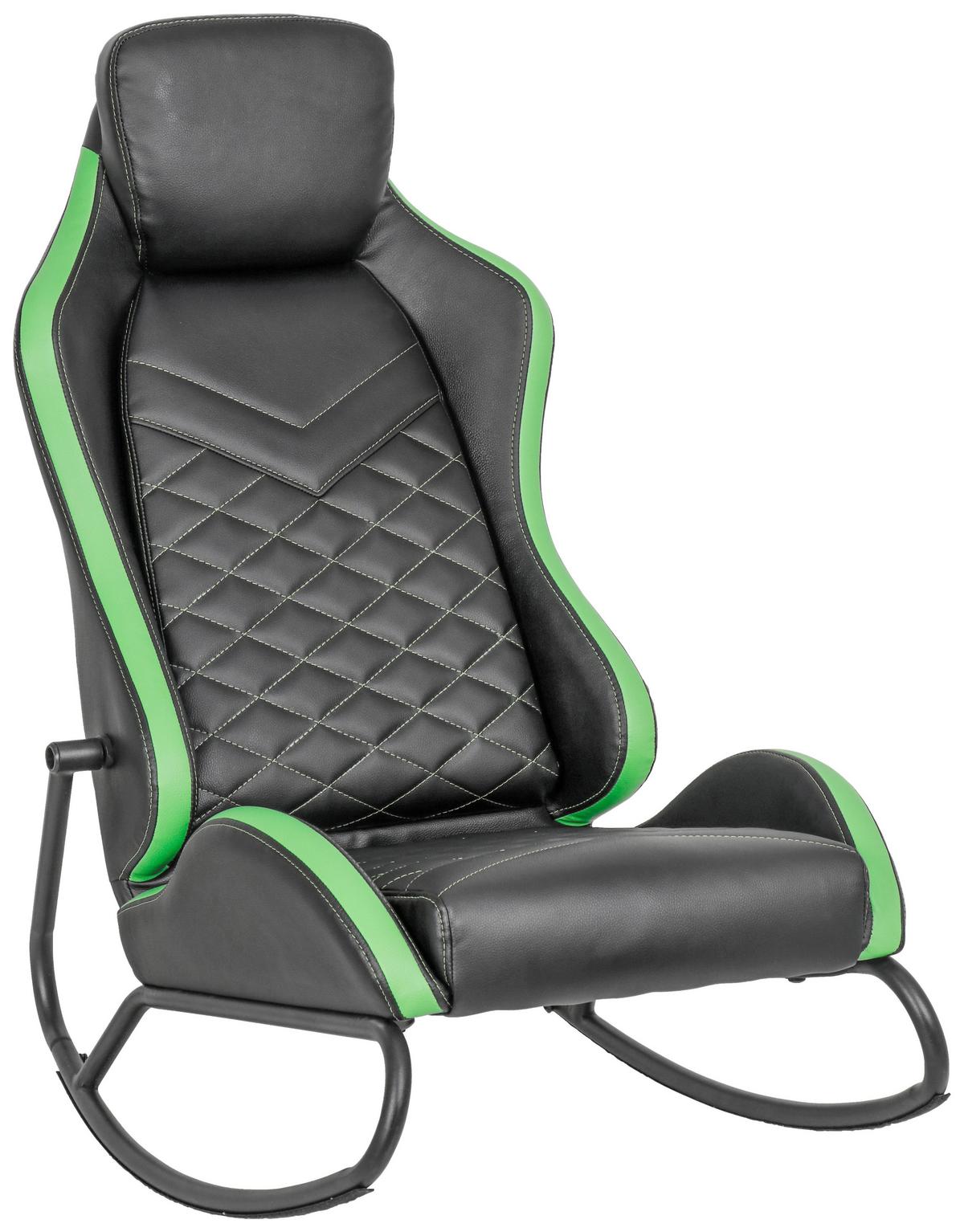 Gaming Stol Jacky - črna/zelena, Moderno, kovina/tekstil (48/88/71cm) - Mömax