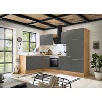 Kotna Kuhinja Premium Marleen, 310x170cm - siva/barve aluminija, Trendi, umetna masa/leseni material (170/310cm) - Respekta