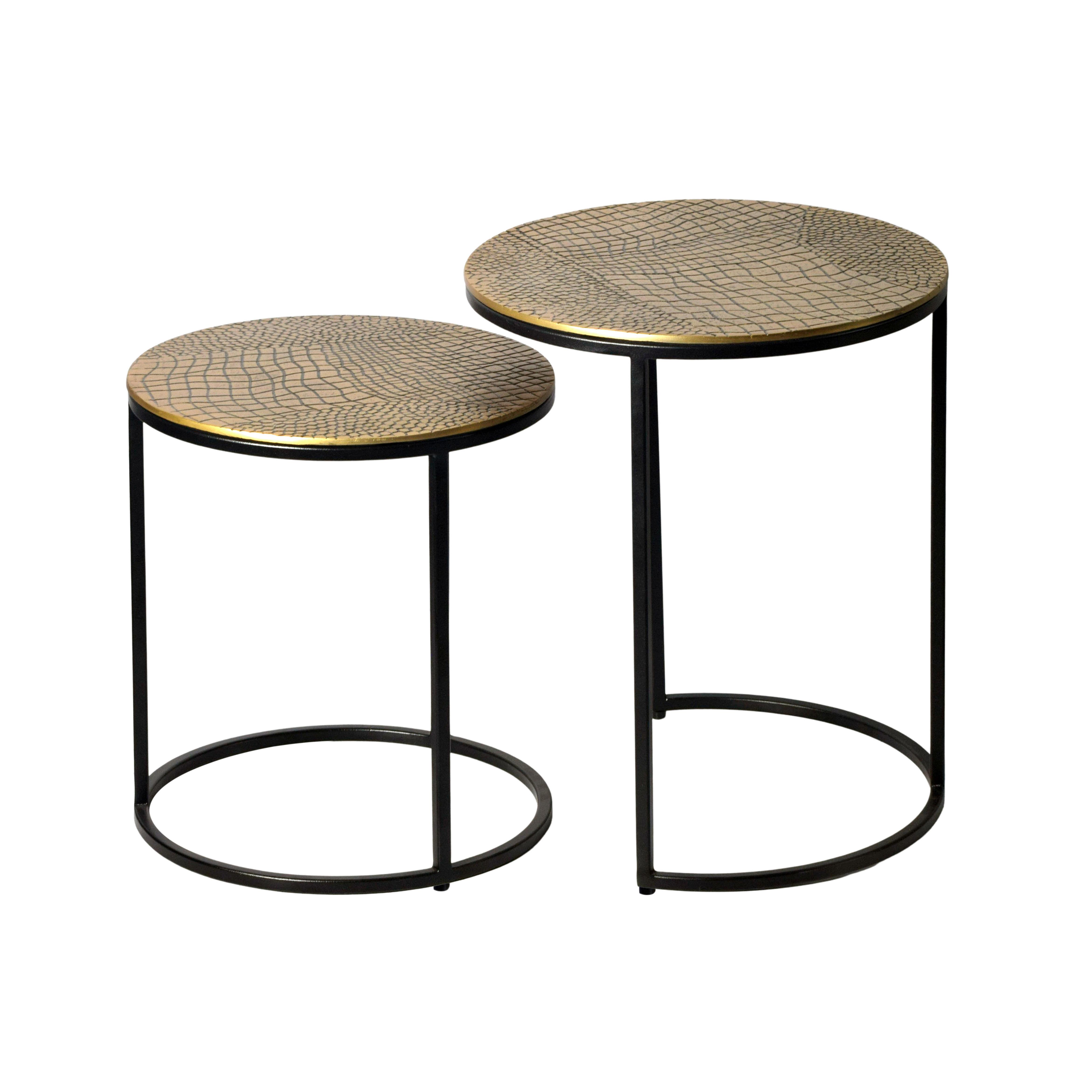 Satztisch Wl7.348 - Goldfarben/Schwarz, Design, Metall (40/40/48cm) - Livetastic