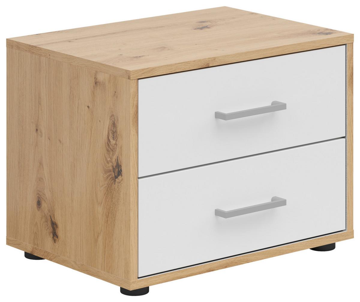 Noćni Ormarić Smart 2 - bijela/sivo-bijela, Basics, drvni materijal/plastika (50/38/35cm) - Modern Living