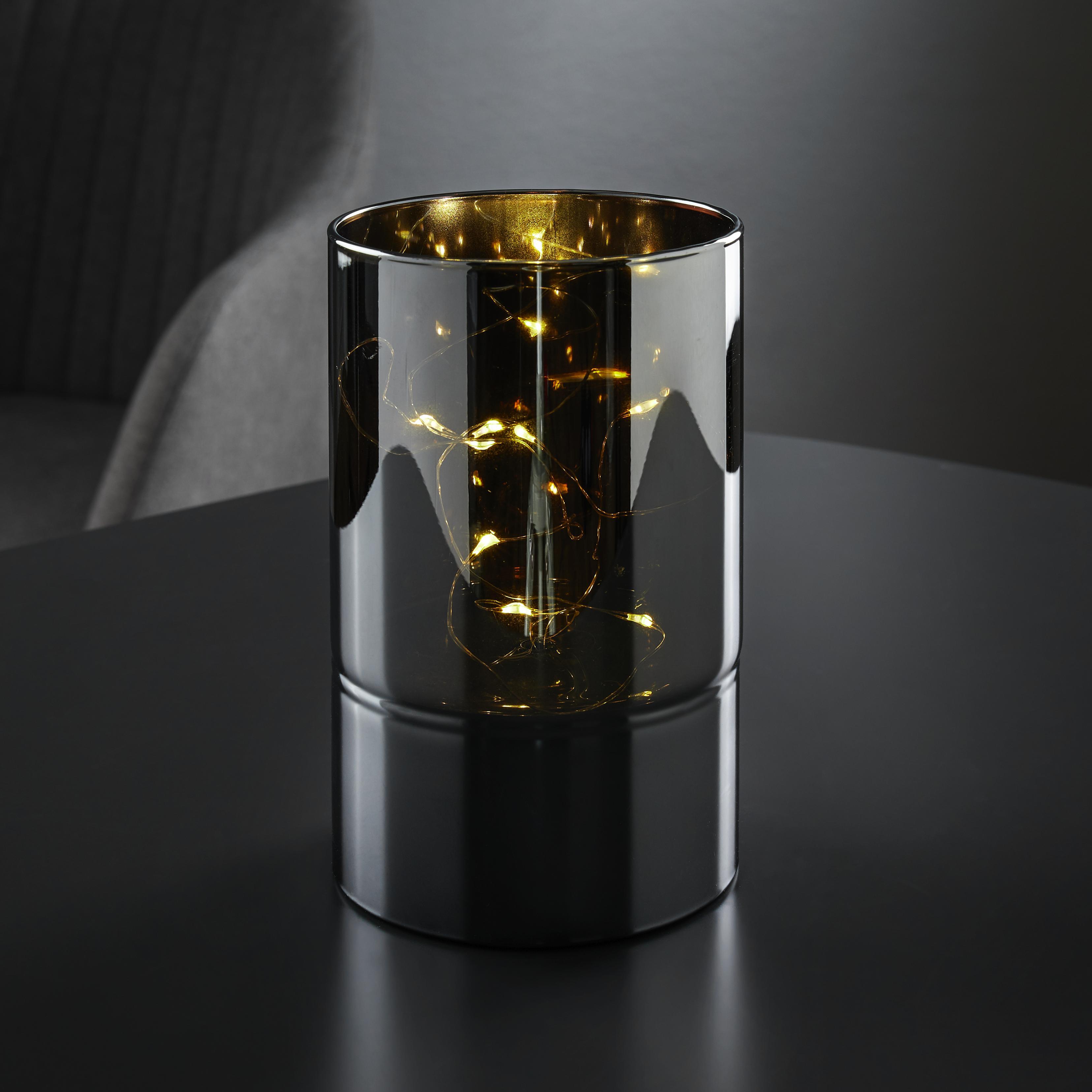 Windlicht in Silberfarben Ø/H ca. 9/15 cm 'Niclas' - Silberfarben, MODERN, Glas (9/15cm) - Bessagi Home