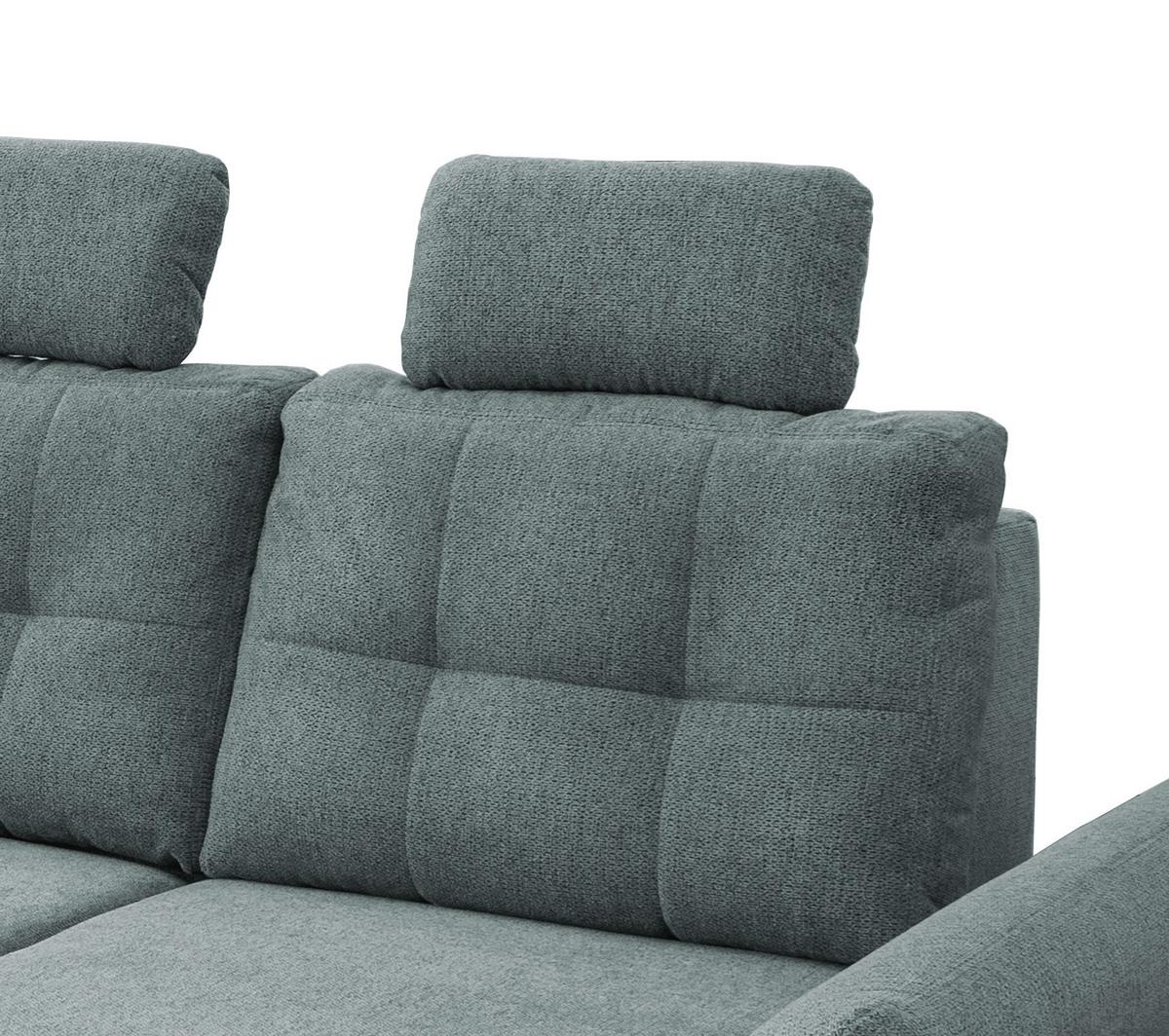 Wohnlandschaft Brizzini Mintgrau Chenille - Mintgrau/Blau, MODERN, Holz/Textil (176/250-280cm) - Livetastic