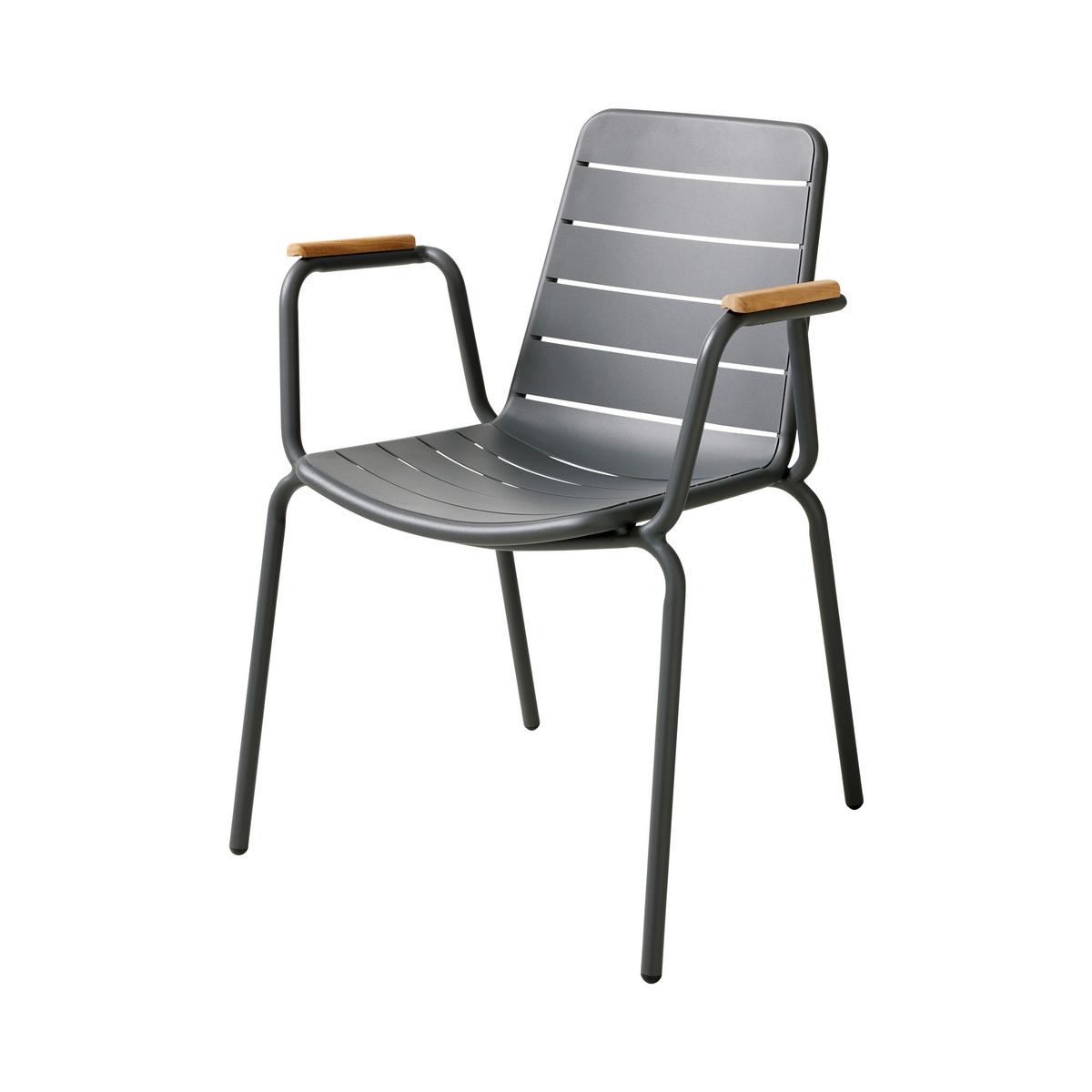 Gartentischgruppe Ellen/ Parc Cafe Set - Anthrazit/Teakfarben, Natur, Holz/Metall (120/120/80cm) - Gardenson