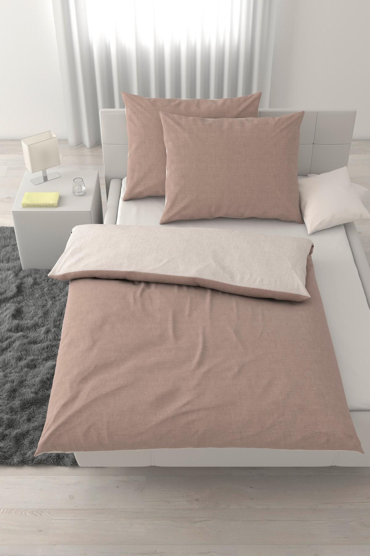 Posteljnina Chambray Stripes Xxl - bela/bež, Moderno, tekstil (200/200cm) - Mömax