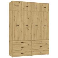 Kleiderschrank Kivo Eiche Artisan - Schwarz/Eiche Artisan, Basics, Holzwerkstoff/Kunststoff (180/239,40/52,1cm) - Based