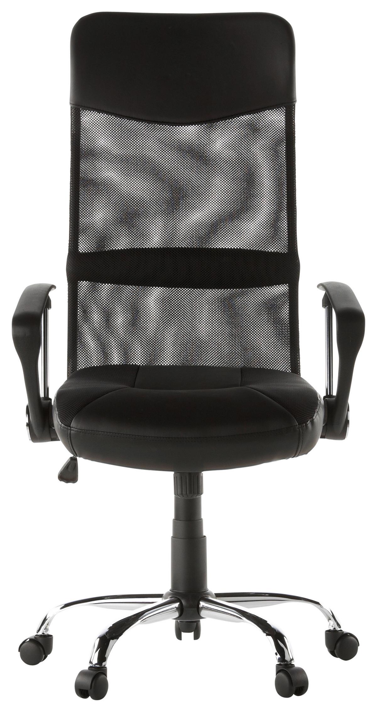 Pisarniški Stol Stryka Netz, Črna - srebrne barve/črna, Basics, kovina/umetna masa (60/122/52cm) - MID.YOU