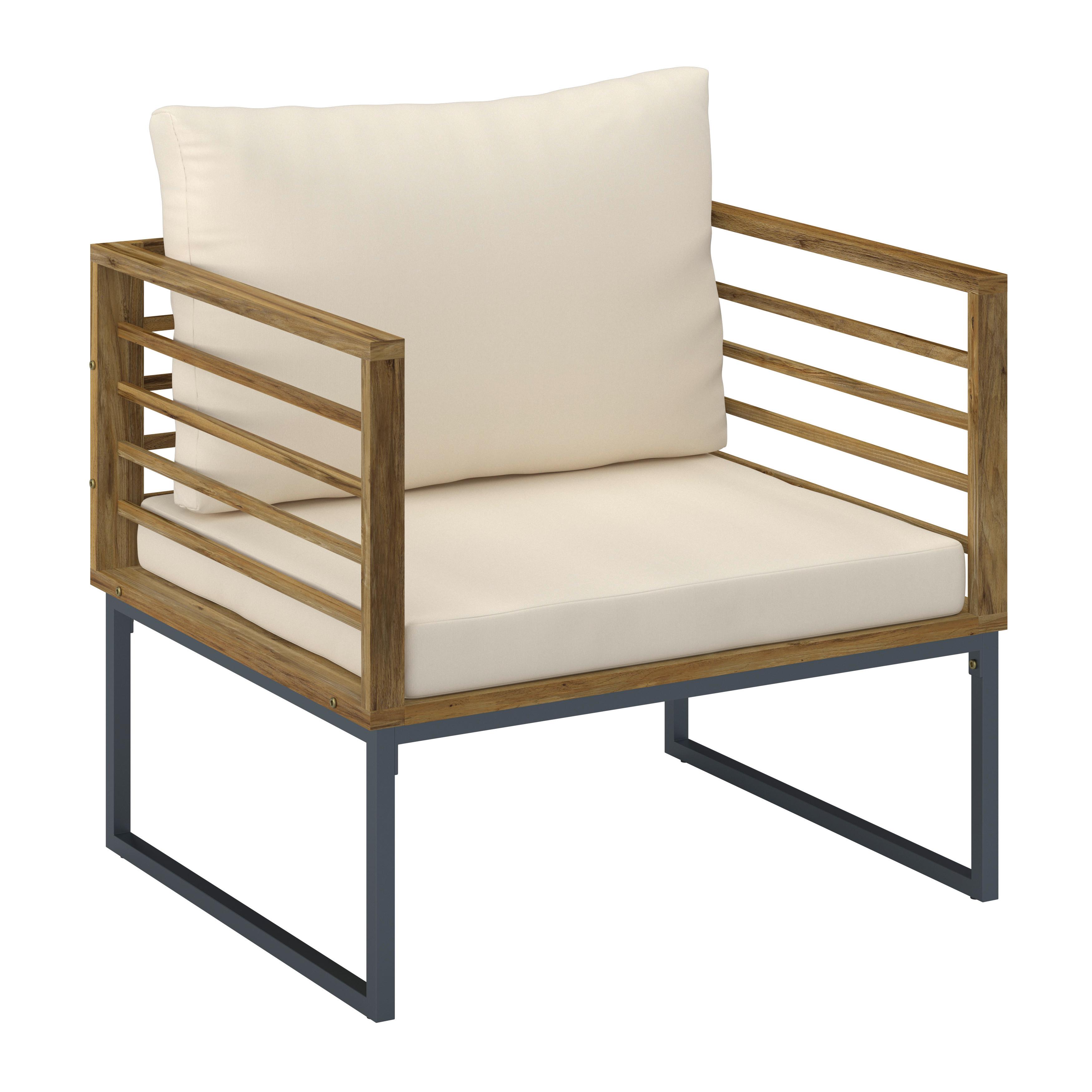 LOUNGEGRUPP SILAS - akaciefärgad/cremefärgad, Modern, metall/trä (130/85/80cm) - Bessagi Garden