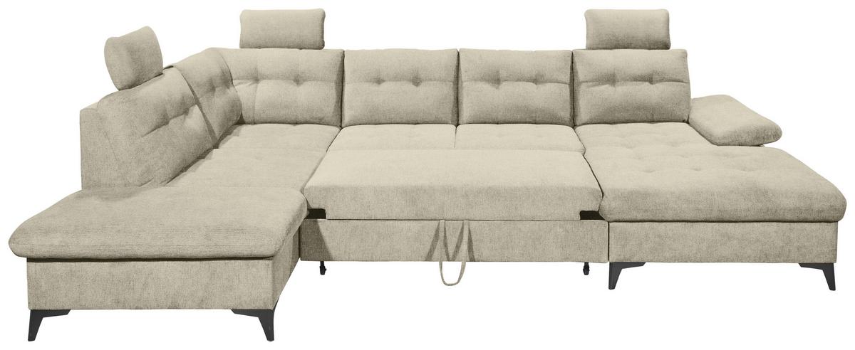 Wohnlandschaft Durban U ca. 218x324x170 cm Beige - Beige/Schwarz, KONVENTIONELL, Kunststoff/Textil (218/324/170cm) - MID.YOU