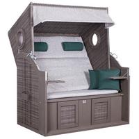 Strandkorb ca. 140x160x80 cm Grau - Grau/Grün, Basics, Holz/Kunststoff (140/160/80cm) - Gardenson