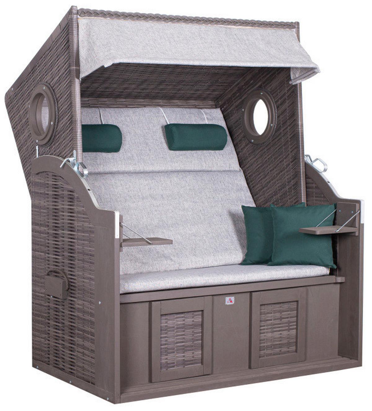 Strandkorb ca. 140x160x80 cm Grau - Grau/Grün, Basics, Holz/Kunststoff (140/160/80cm) - Gardenson