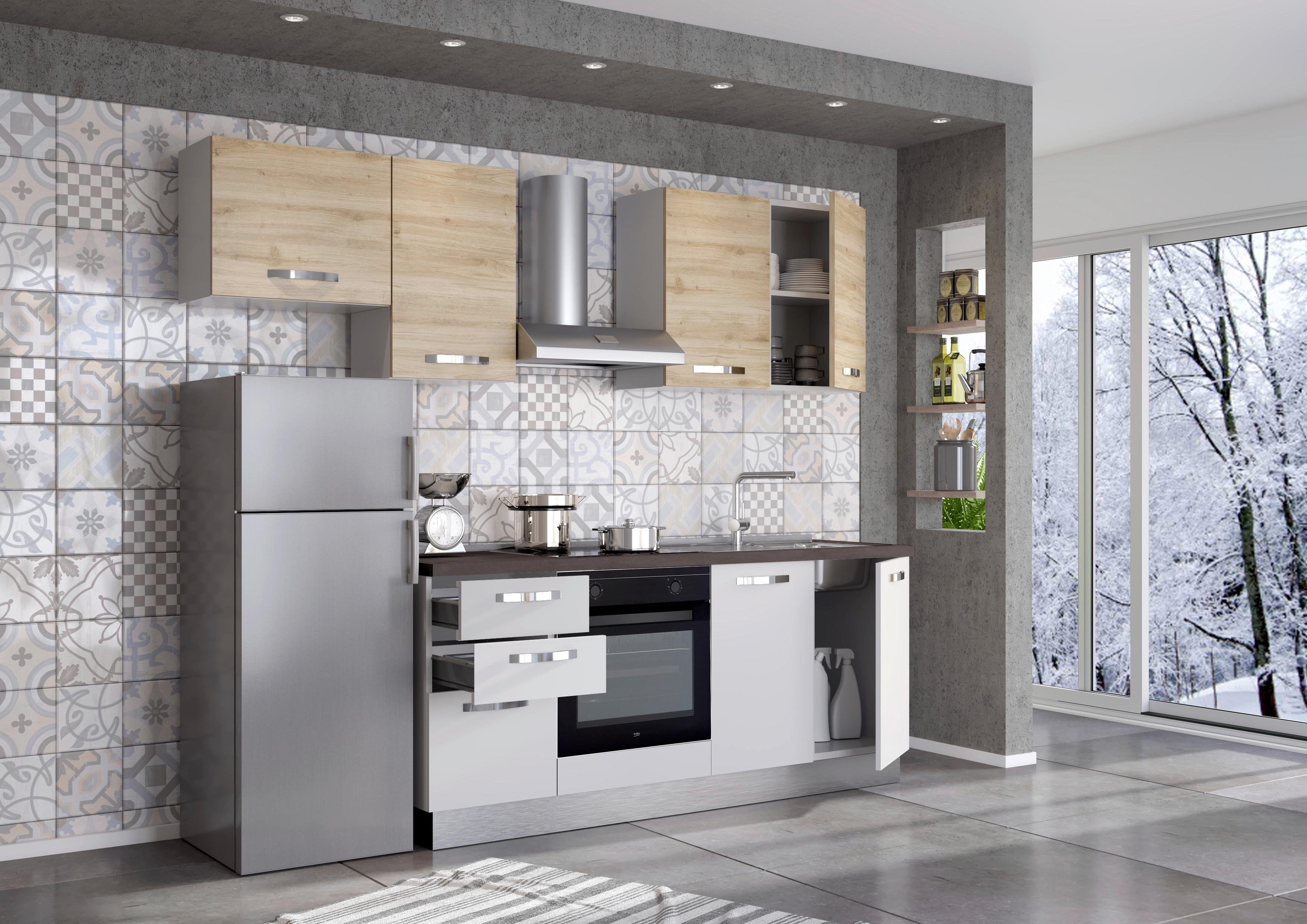 Blok Kuhinja S Aparatima Star - boje hrasta/svijetlo siva, Moderno, drvni materijal (255/216/60cm) - Mömax