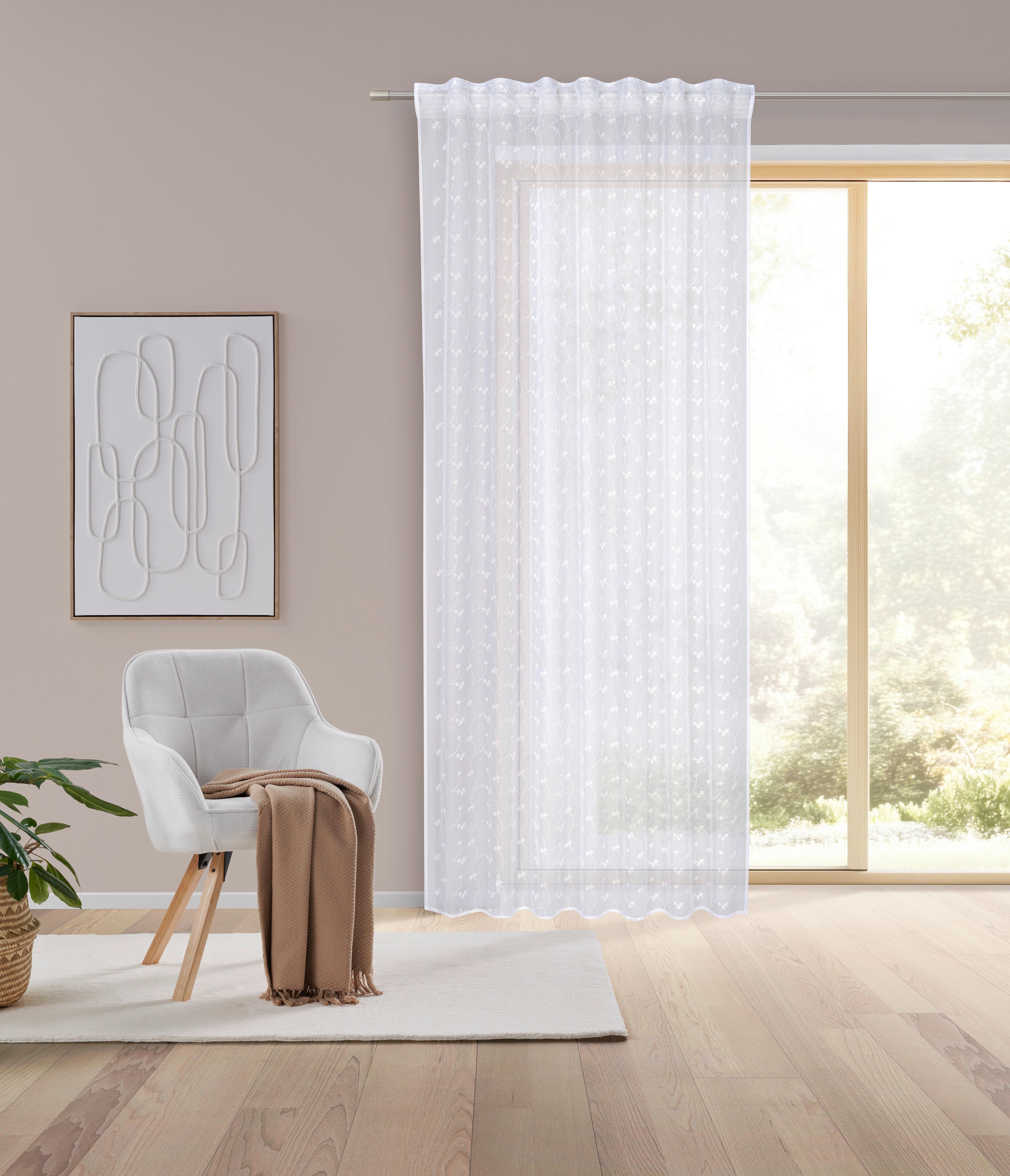 Fertigvorhang Stella Weiß ca. 140x245cm - Weiß, ROMANTIK / LANDHAUS, Textil (140/245cm) - Mömax