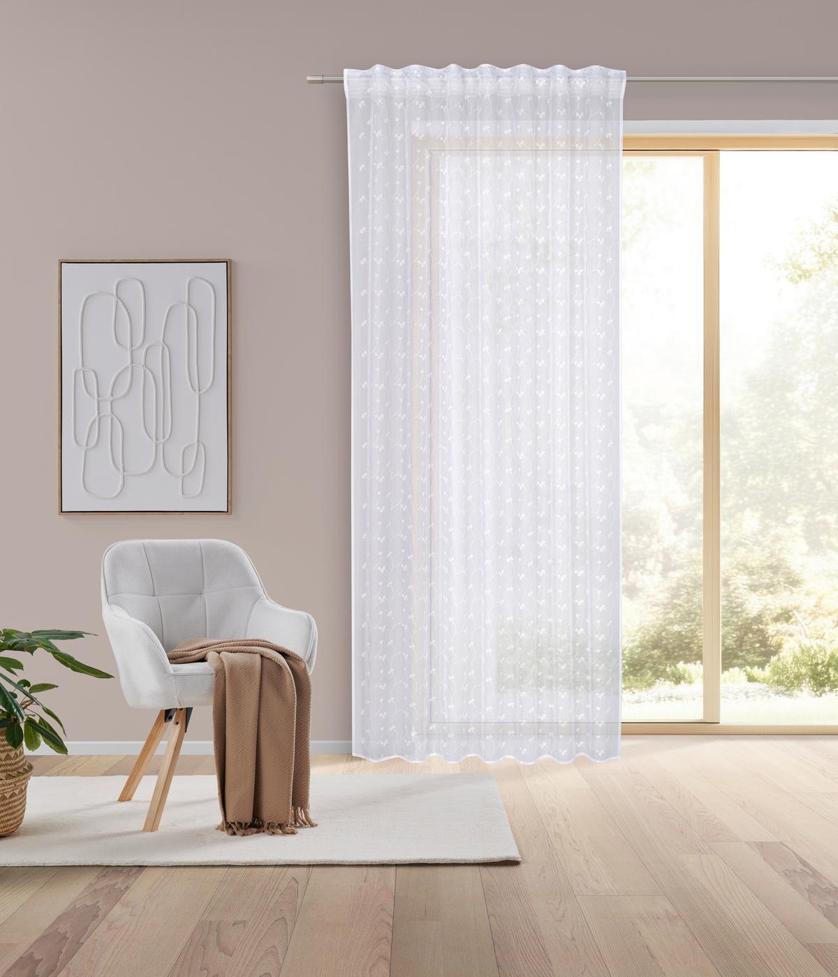 Draperie gata confecționată Stella - alb, Romantik / Landhaus, textil (140/245cm) - Mömax
