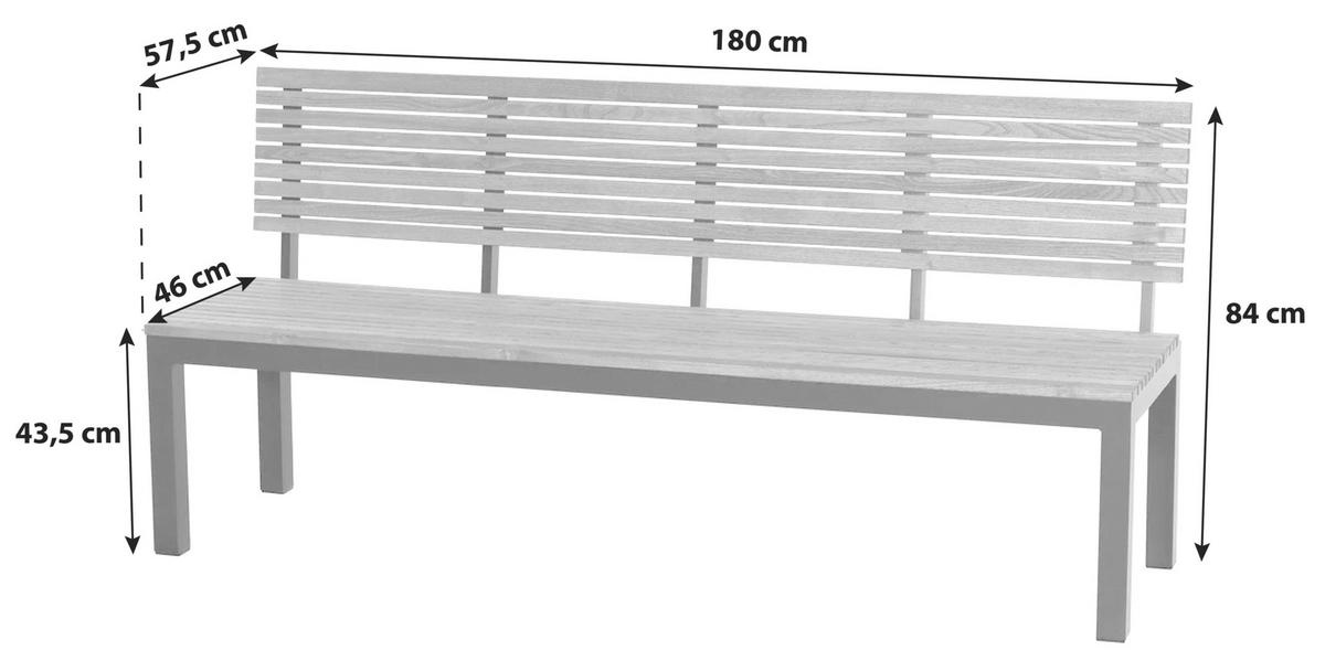 GARTENBANK N86394 - Anthrazit/Robinienfarben, KONVENTIONELL, Holz/Metall (180/84/157,5cm) - Siena Garden