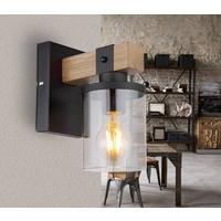 Wandleuchte Lila max. 60 Watt - Dunkelbraun/Schwarz, Natur, Glas/Holz (10/17/22,5cm) - Globo