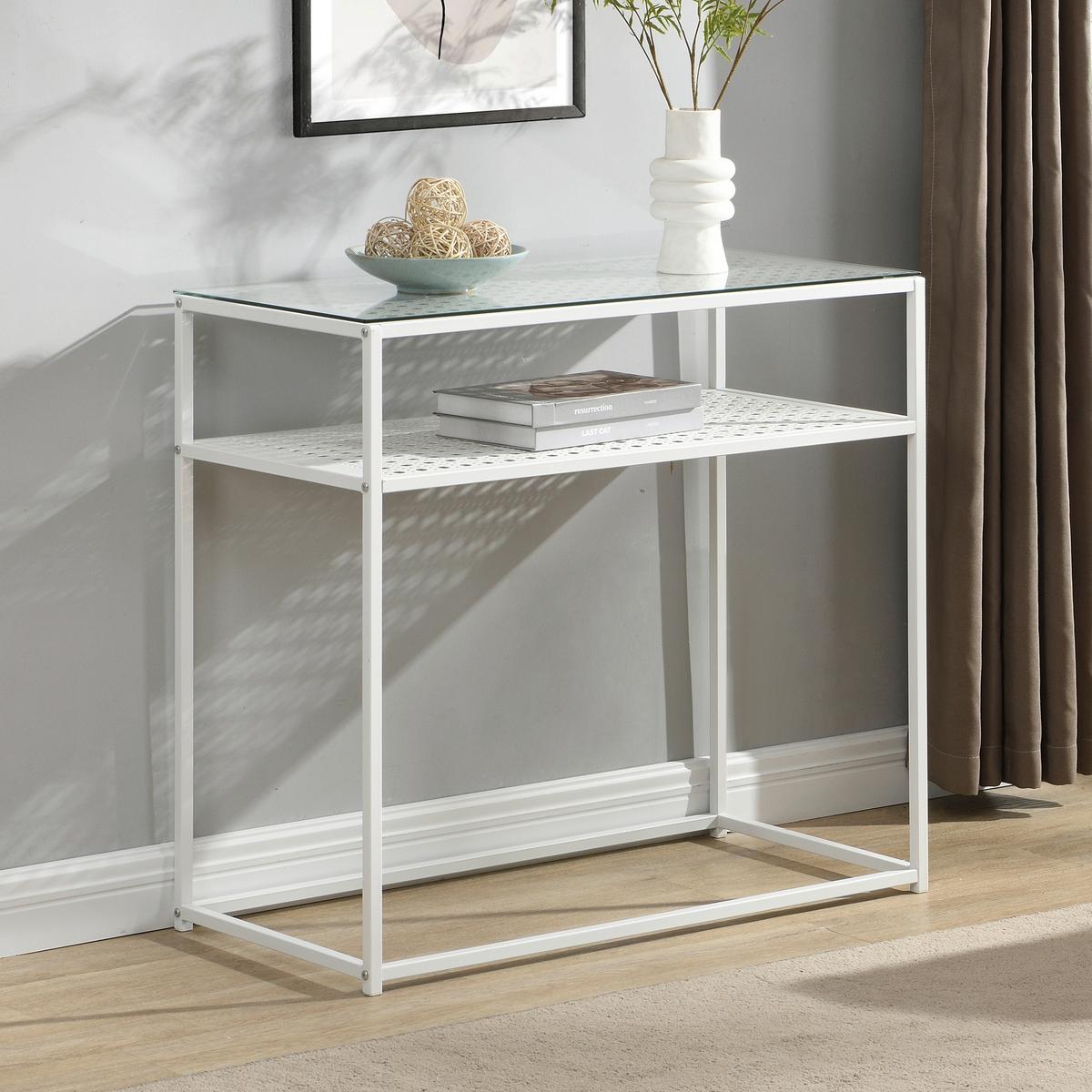 Konsolentisch Wl7.334 - Weiss, Design, Glas/Metall (80/40/77cm) - MID.YOU