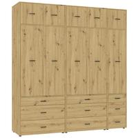 Kleiderschrank Kivo Eiche Artisan - Schwarz/Eiche Artisan, Basics, Holzwerkstoff/Kunststoff (225/239,40/52,1cm) - Based