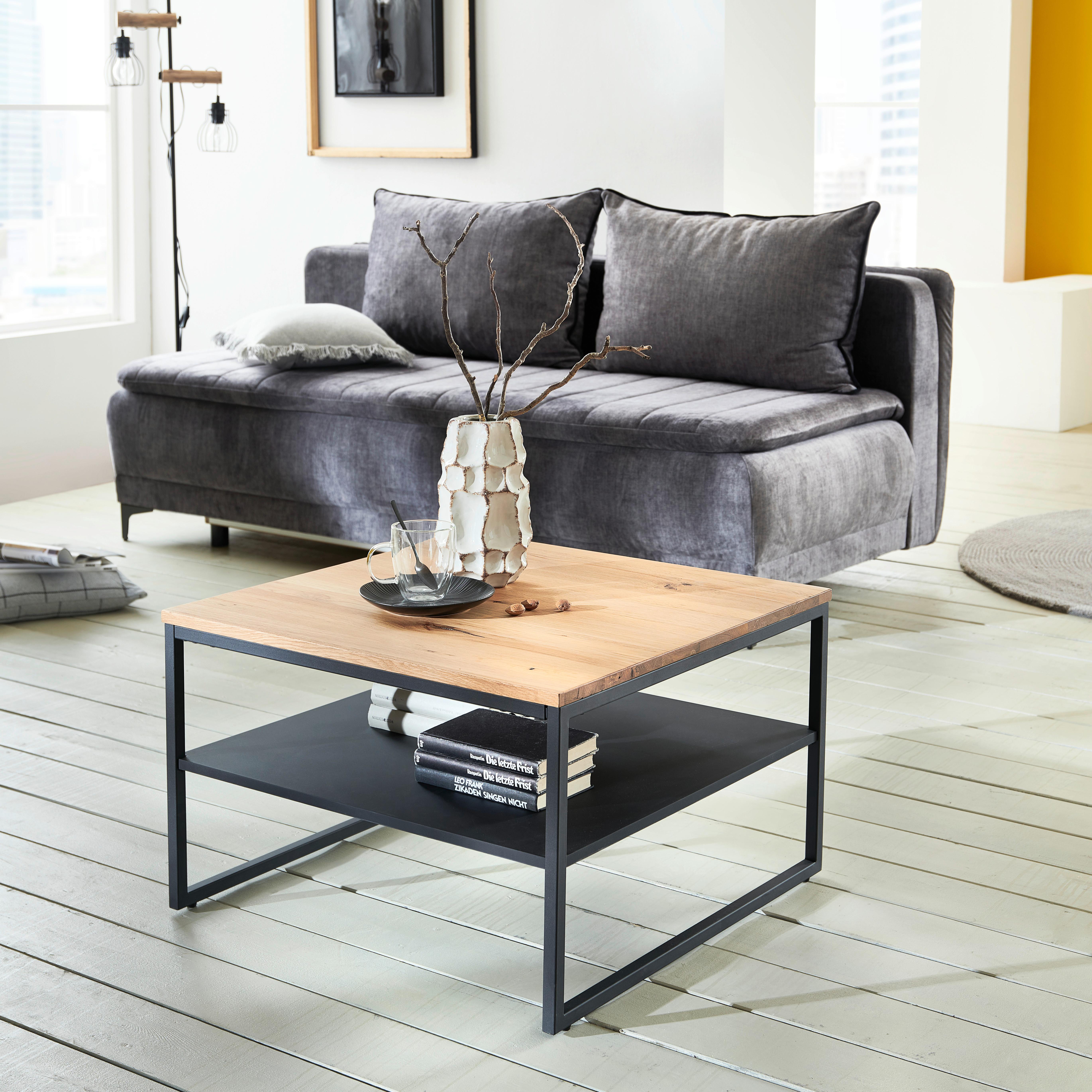 Klubska Miza Vermont 1, Hrast, Črna - črna/naravne barve, Moderno, kovina/leseni material (70/44/70cm)