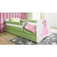 Otroška Postelja Babydreams, Bela, Zelena, 80x160cm - zelena/bela, Moderno, tekstil/leseni material (80/160cm) - MID.YOU