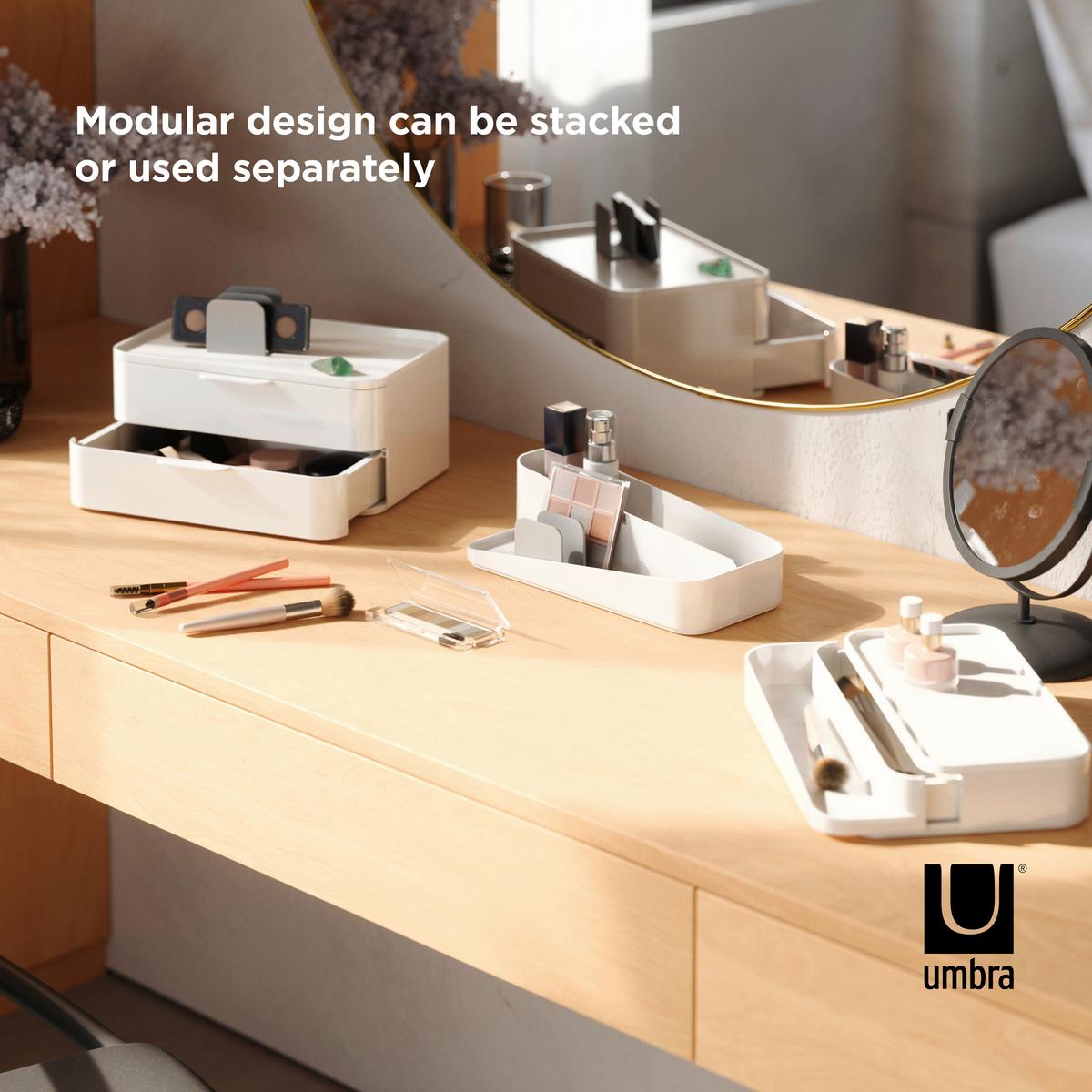 Kosmetik-Organizer Grau/Weiß - Weiß/Grau, Basics, Kunststoff (48,4/24,8/26,7cm) - Umbra