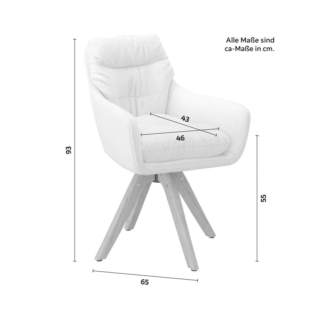 Armlehnstuhl Juana Creme Bouclé Drehbar Gepolstert - Creme/Naturfarben, MODERN, Holz/Textil (61/93/65cm) - Bessagi Home
