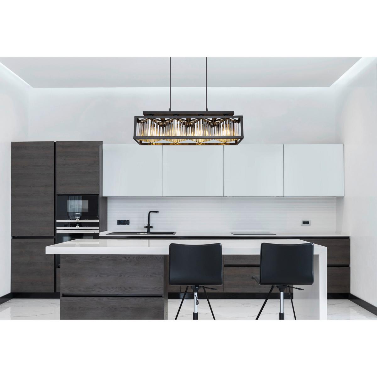 HÄNGELEUCHTE 15697-4H MATHILDE - Schwarz, Design, Kunststoff/Metall (68/17/120cm) - Globo