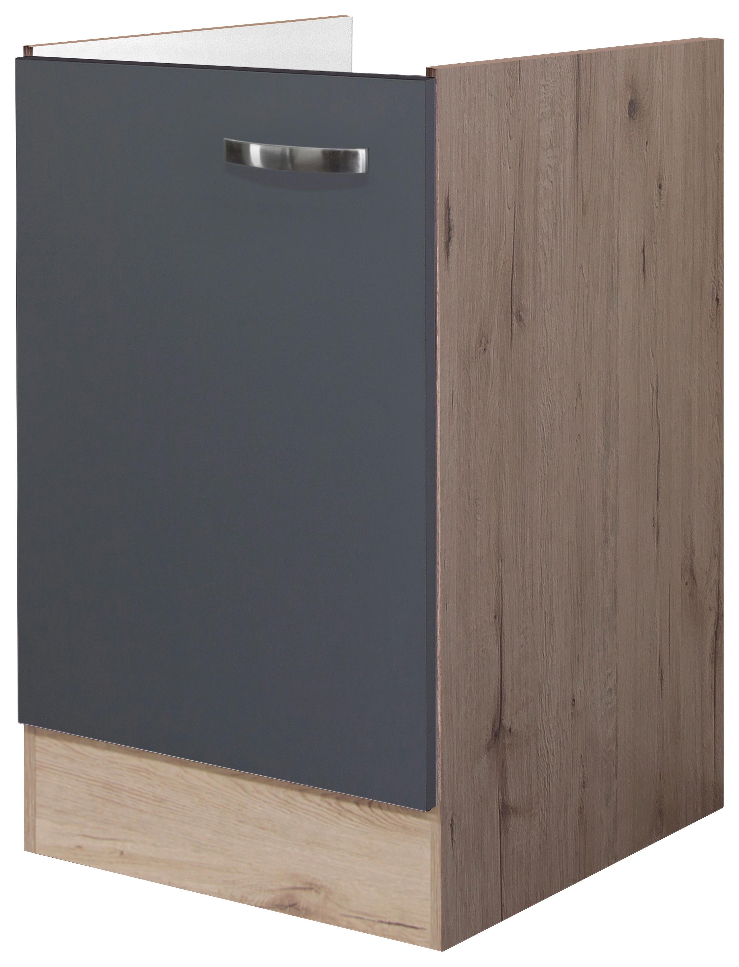 Küchenunterschrank Shadow ca. 50x82x57 cm Grau/Eiche - Edelstahlfarben/Dunkelgrau, MODERN, Holzwerkstoff/Metall (50/82/57cm) - FlexWell