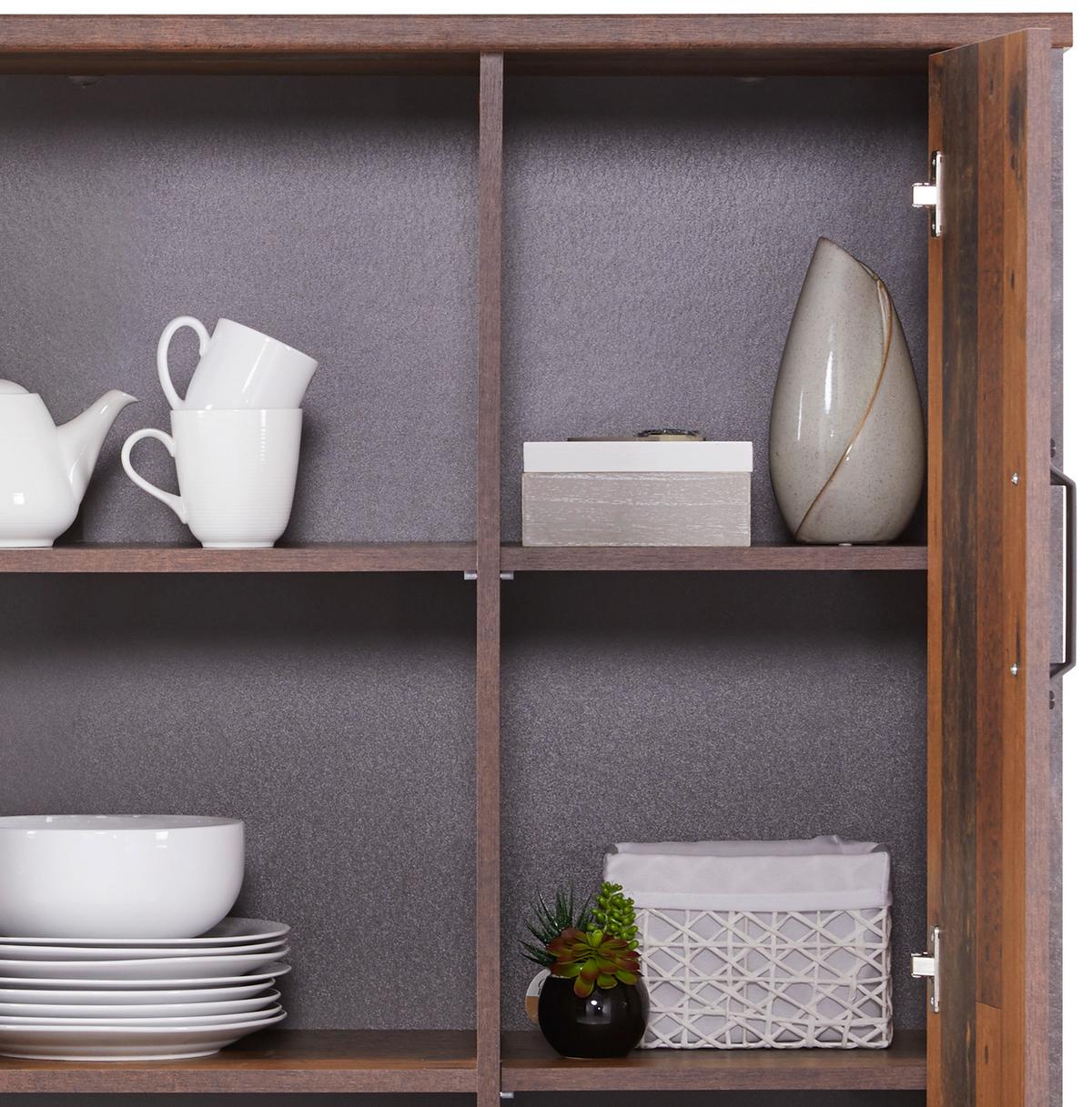 Vitrină Ontario - gri închis/culoare lemn stejar, Trend, sticlă/material pe bază de lemn (105/159/41,5cm) - Modern Living