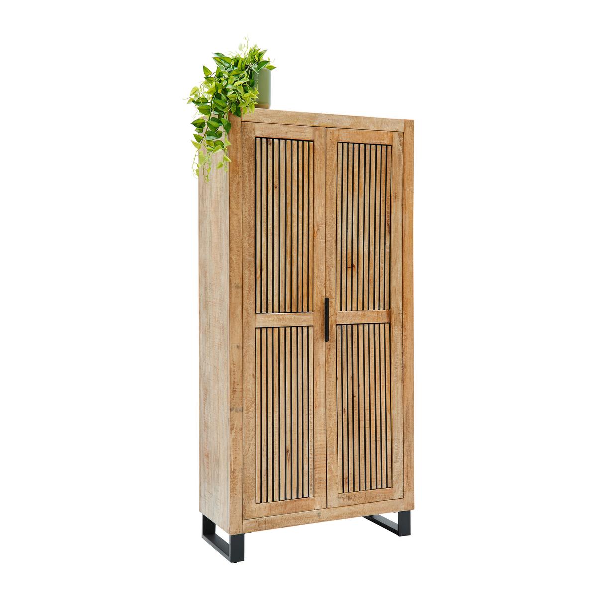 Garderobenschrank Everest Naturfarben/Schwarz - Schwarz/Naturfarben, Natur, Holz/Metall (88/187/40cm) - Mömax